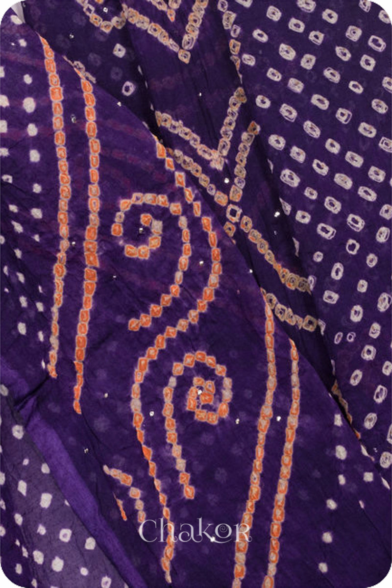 Purple Bandhani Mul Cotton Dupatta