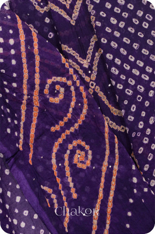 Purple Bandhani Mul Cotton Dupatta