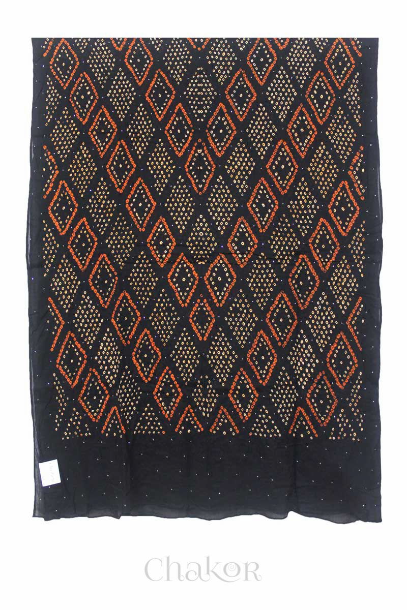 Black Bandhani Mul Cotton Dupatta