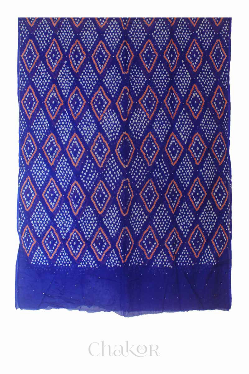 Blue Bandhani Mul Cotton Dupatta