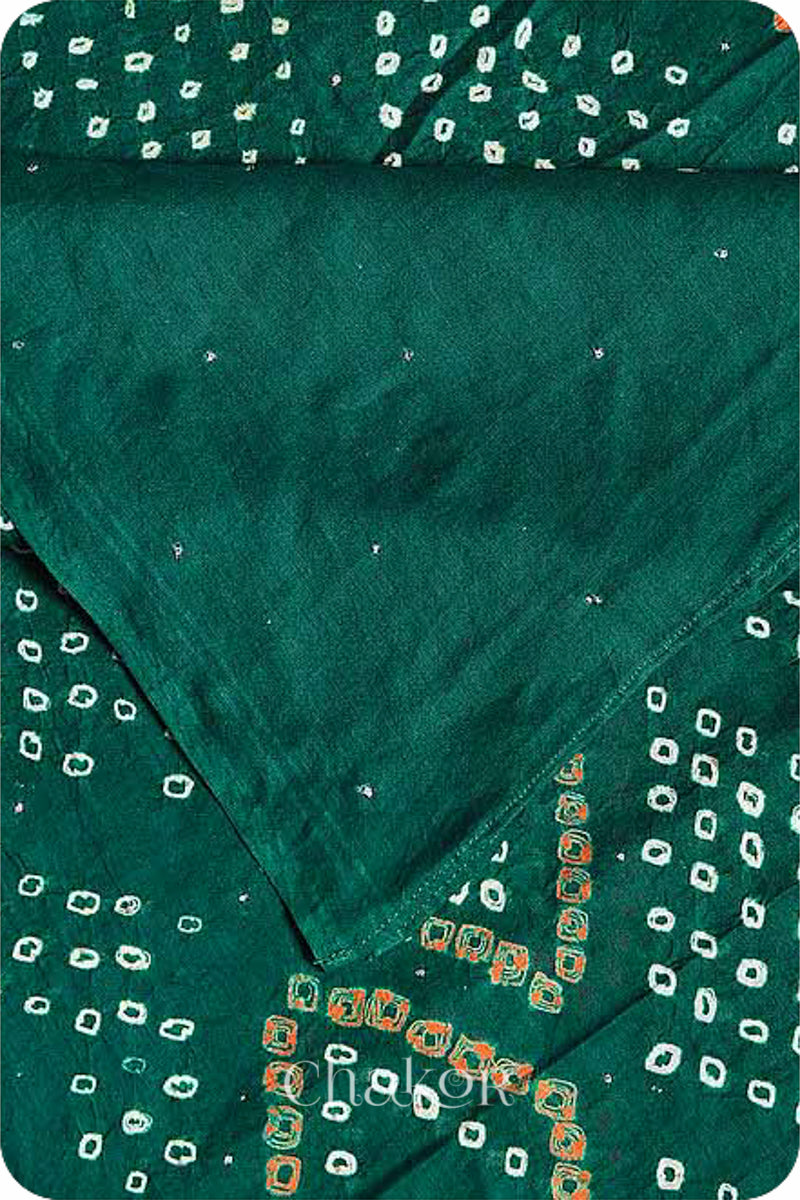 Green Bandhani Mul Cotton Dupatta