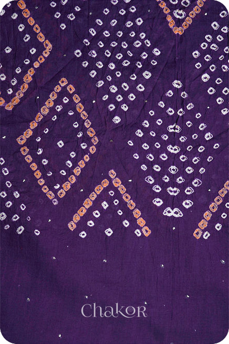 Purple Bandhani Mul Cotton Dupatta