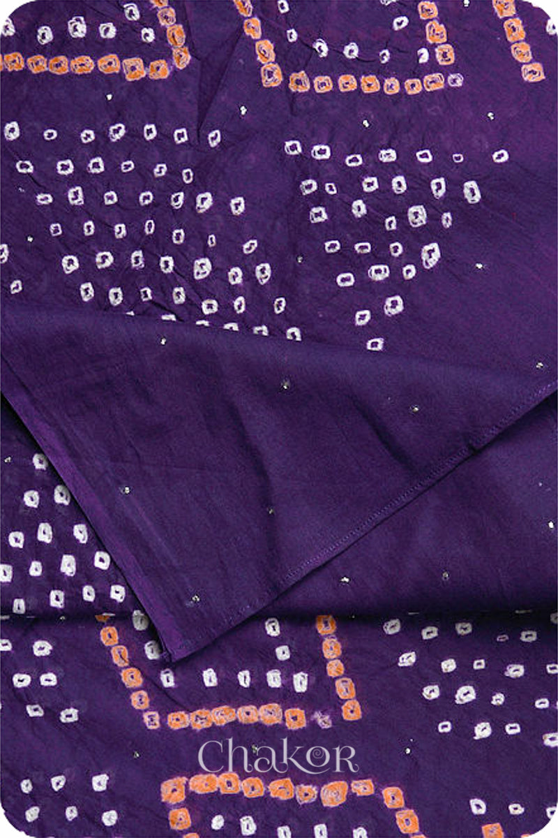 Purple Bandhani Mul Cotton Dupatta