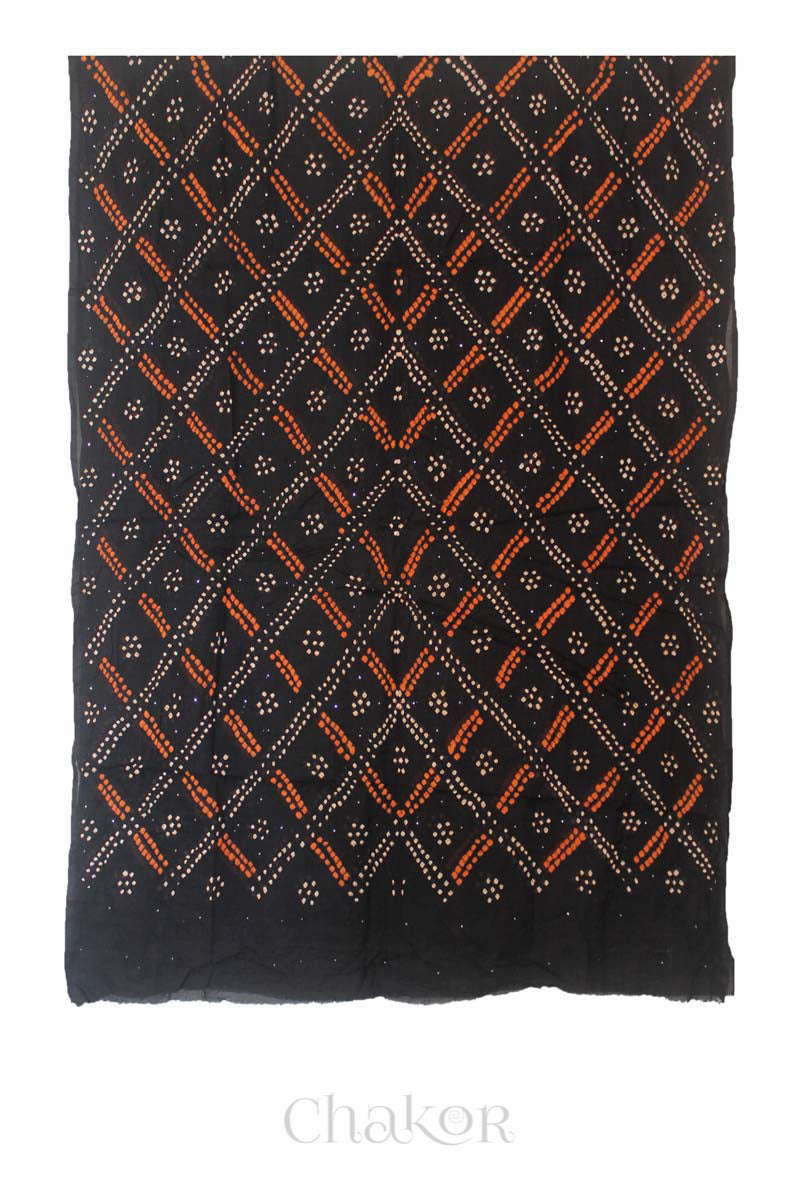 Black Bandhani Mul Cotton Dupatta