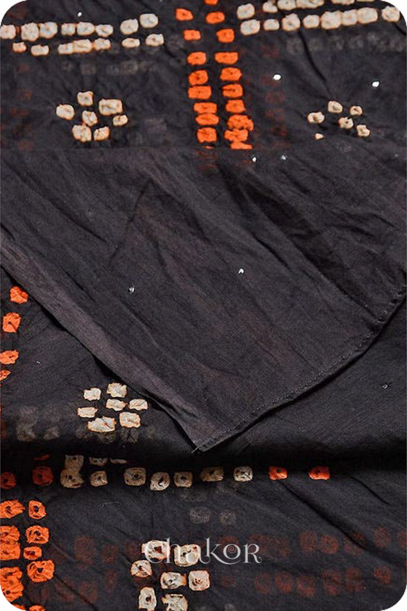 Black Bandhani Mul Cotton Dupatta