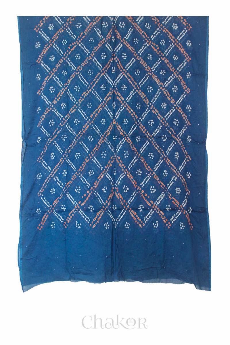 Indigo Bandhani Mul Cotton Dupatta