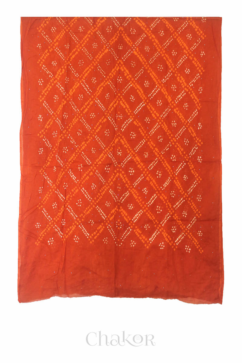 Rust Bandhani Mul Cotton Dupatta