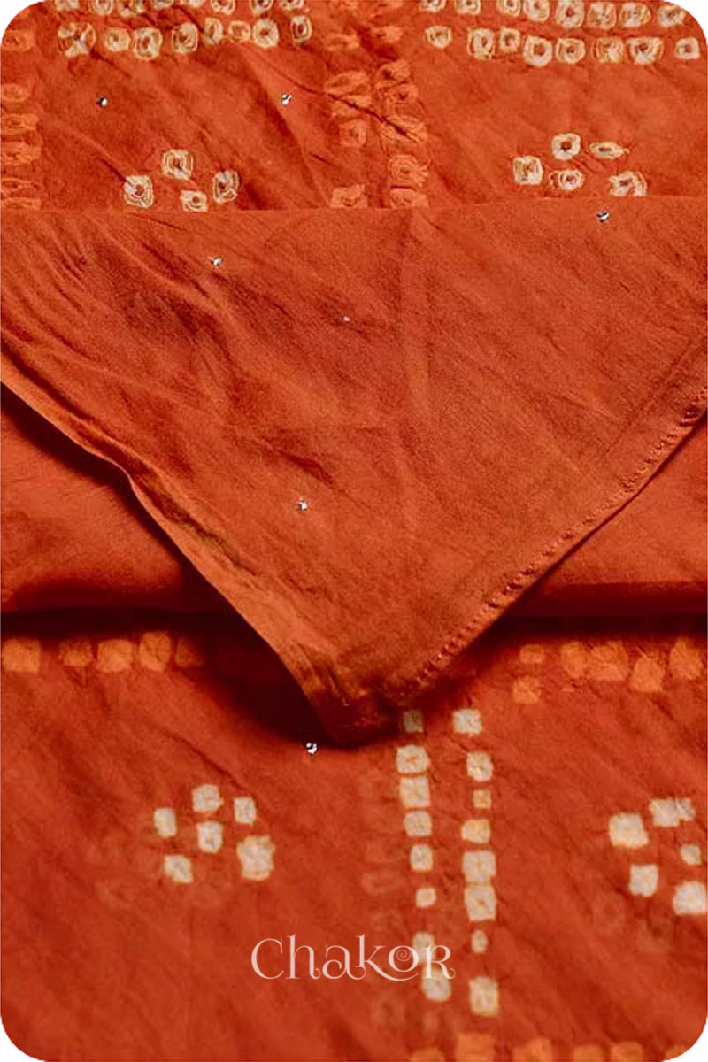 Rust Bandhani Mul Cotton Dupatta