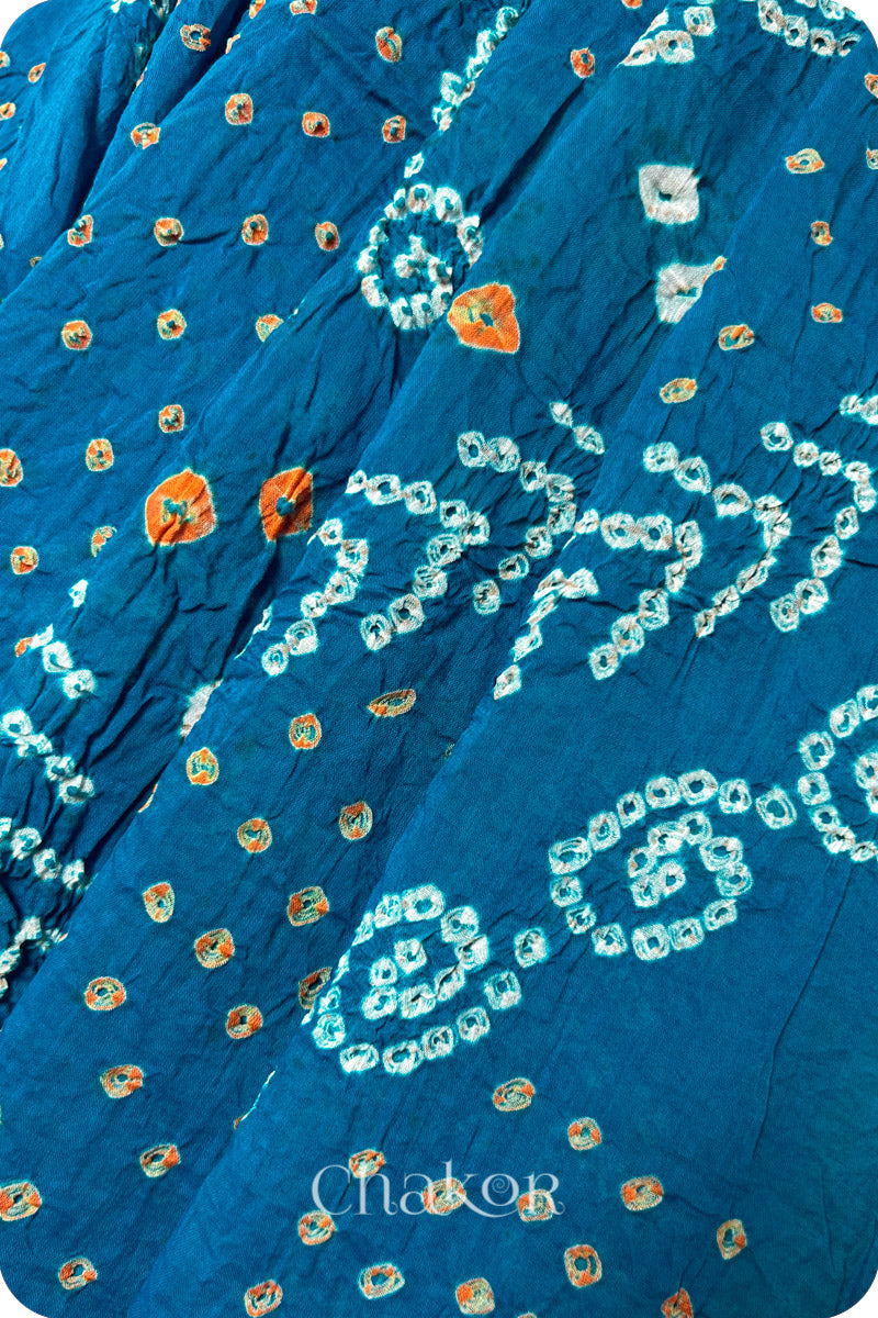 Turquoise Bandhani Mul Cotton Dupatta in Traditional Design for Women by Chakor