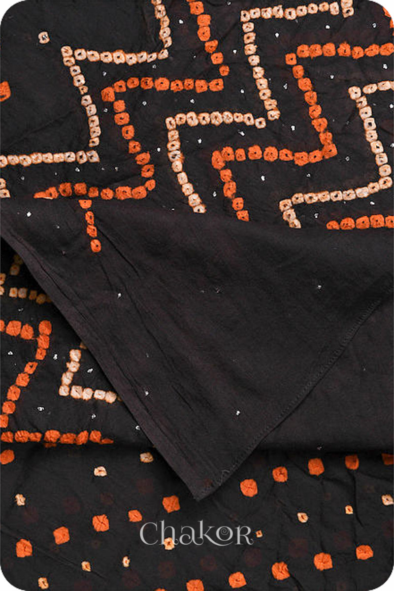 Black Bandhani Mul Cotton Dupatta