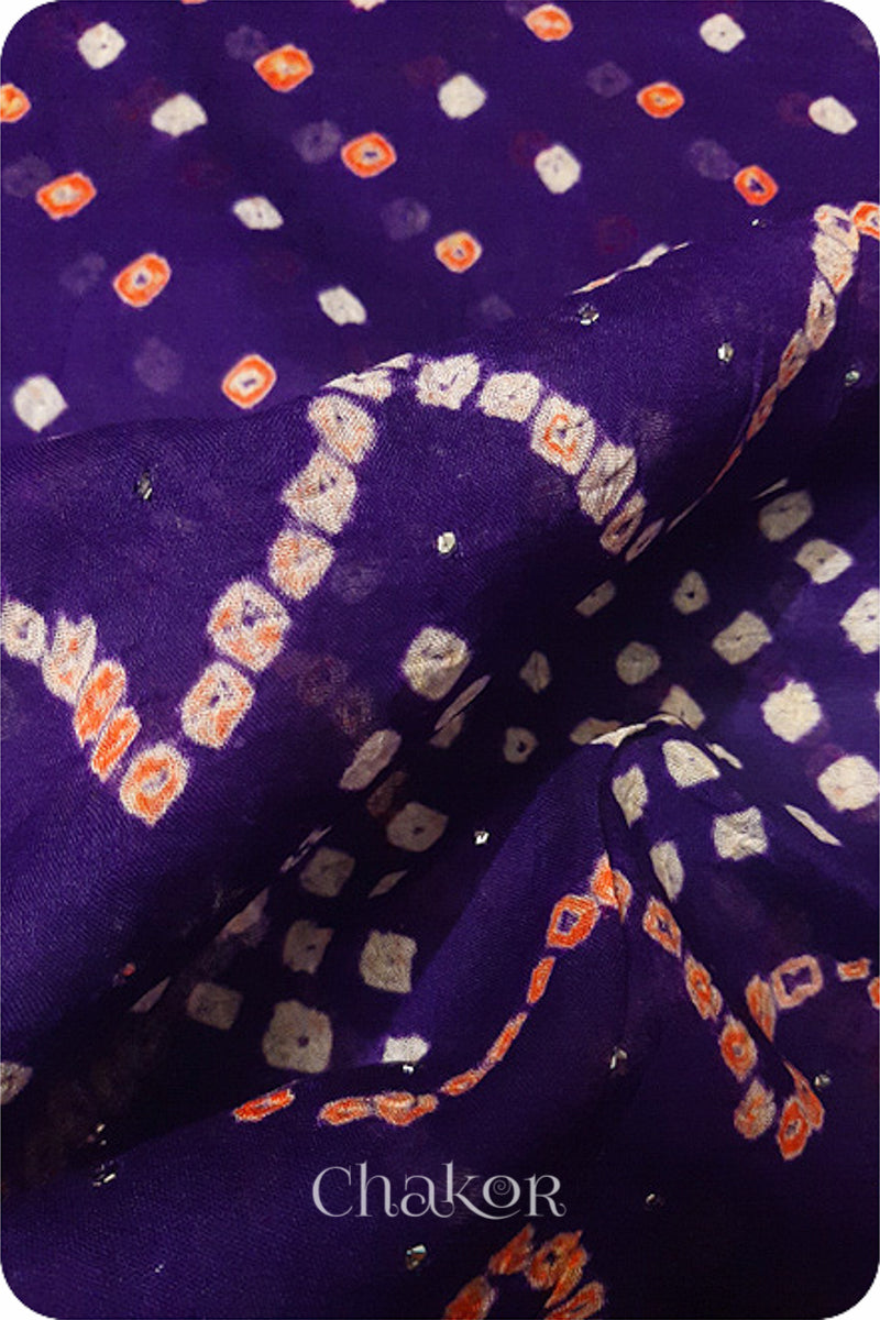 Purple Bandhani Mul Cotton Dupatta