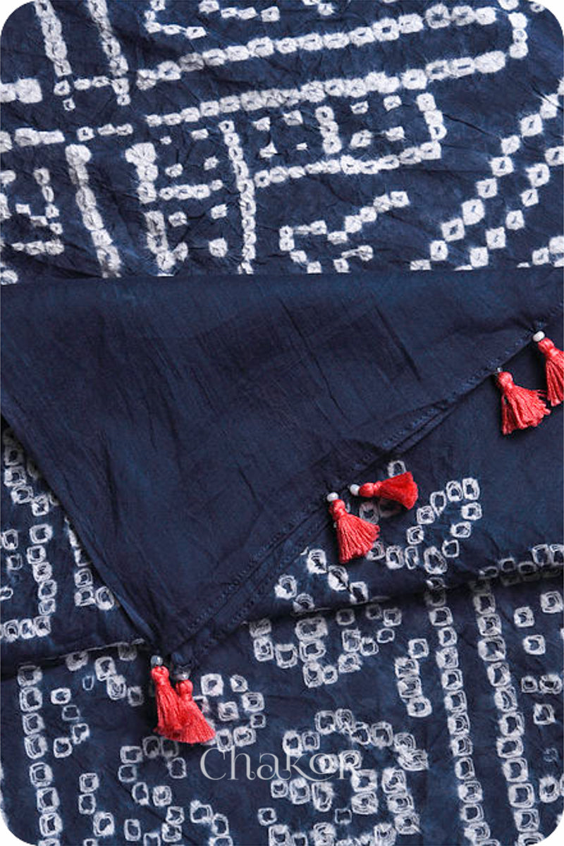 Charcoal Bandhani Mul Cotton Dupatta