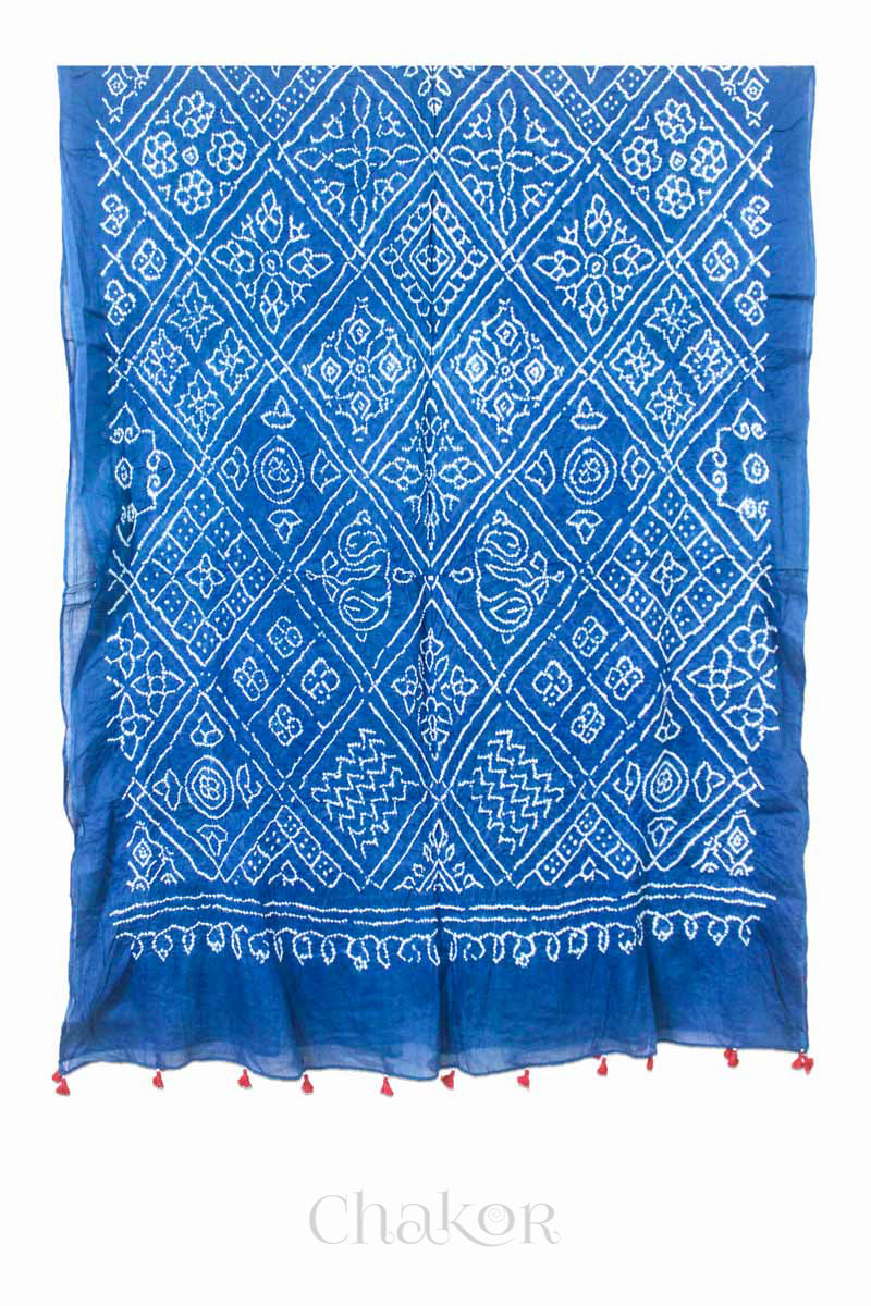 Indigo Bandhani Mul Cotton Dupatta