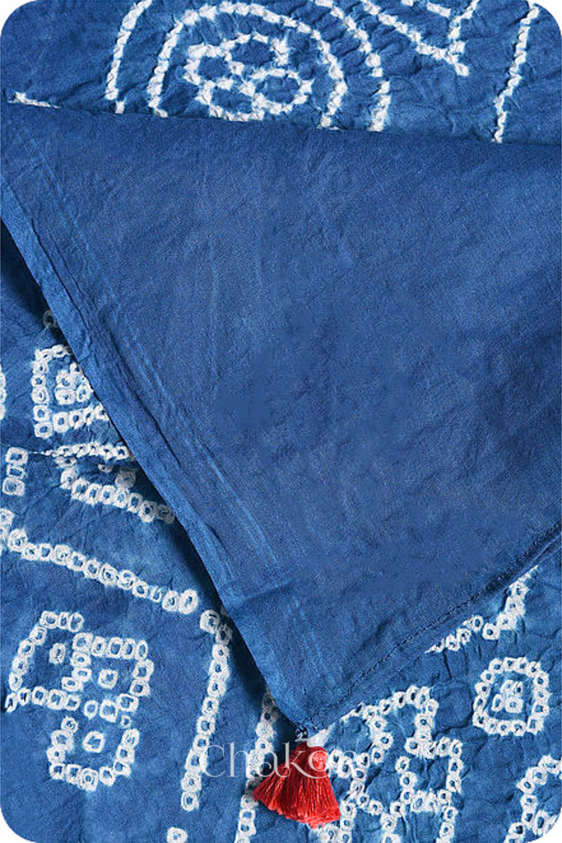 Indigo Bandhani Mul Cotton Dupatta