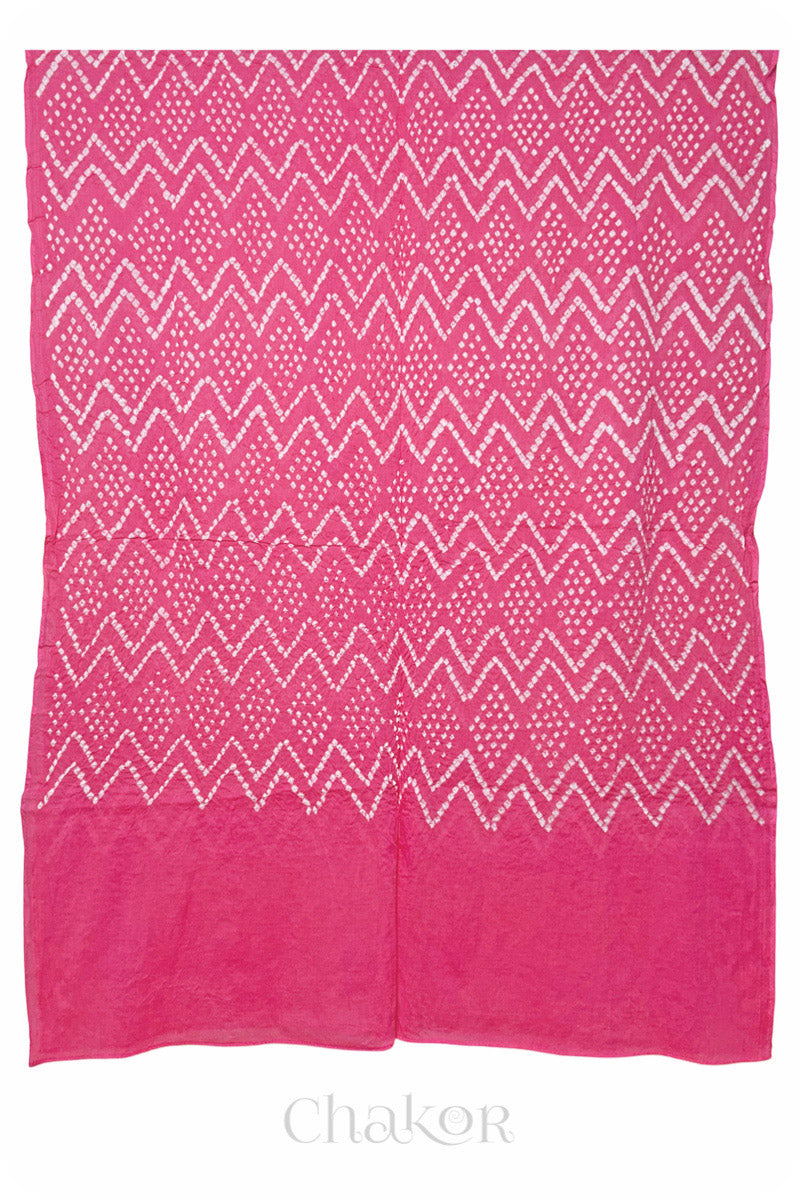 Pink Bandhani Mul Cotton Dupatta in Traditional  Design for Women's clothing online by Chakor.