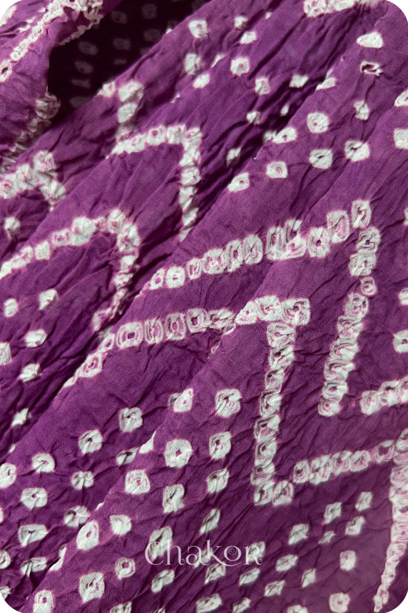 Violet Bandhani Mul Cotton Dupatta in Traditional  Design for Women's clothing online by Chakor.