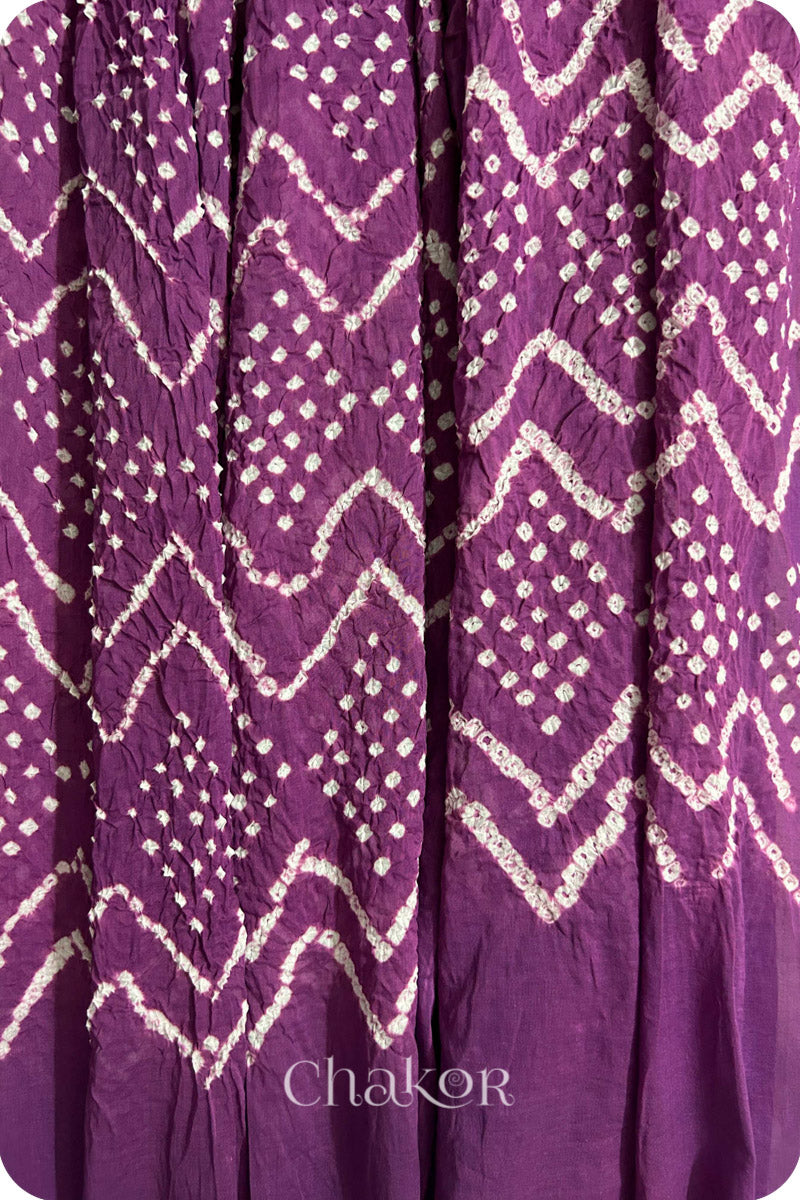 Violet Bandhani Mul Cotton Dupatta in Traditional  Design for Women's clothing online by Chakor.