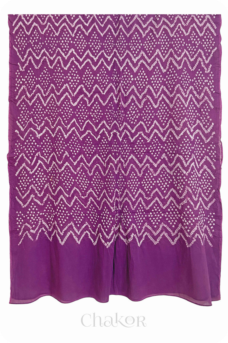 Violet Bandhani Mul Cotton Dupatta in Traditional  Design for Women's clothing online by Chakor.