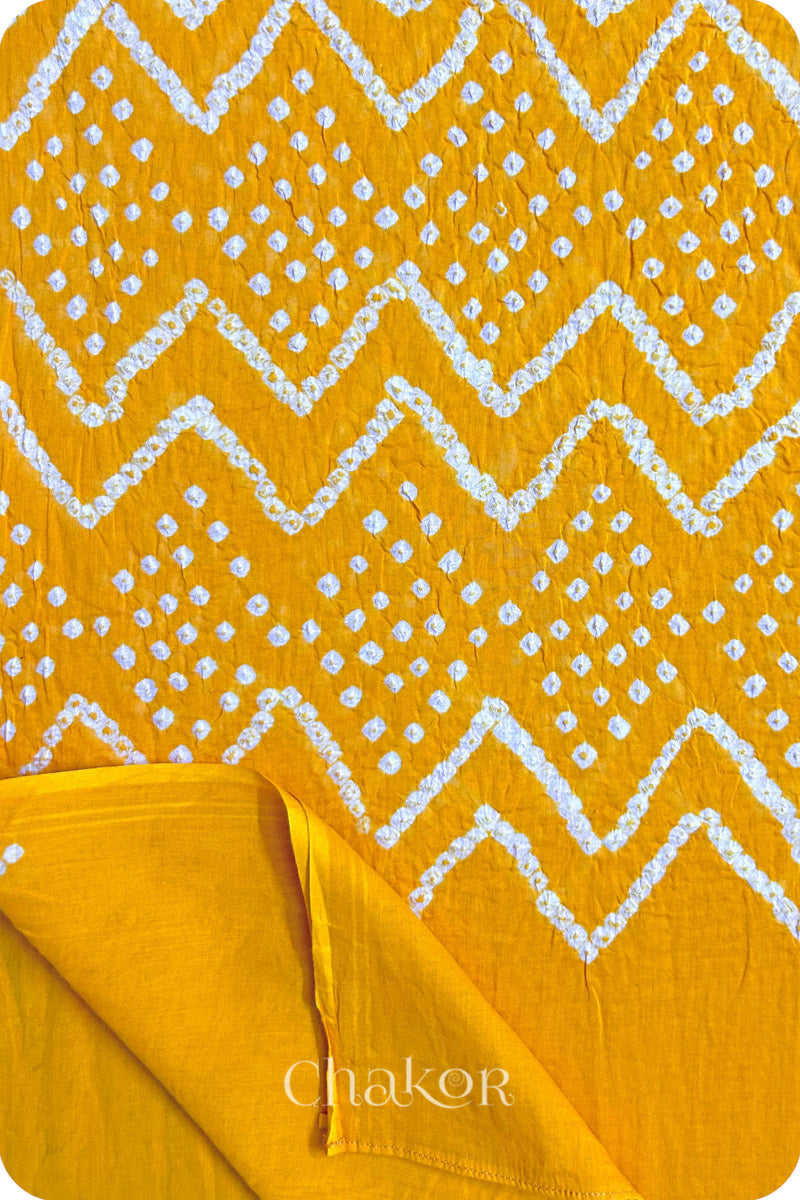 Traditional Yellow Bandhani Mul Cotton Dupatta for Women's clothing online by Chakor.