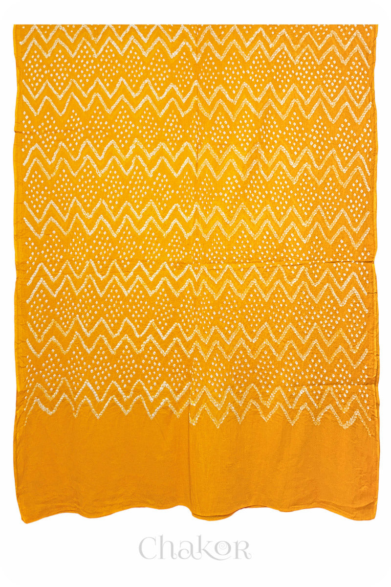 Traditional Yellow Bandhani Mul Cotton Dupatta for Women's clothing online by Chakor.