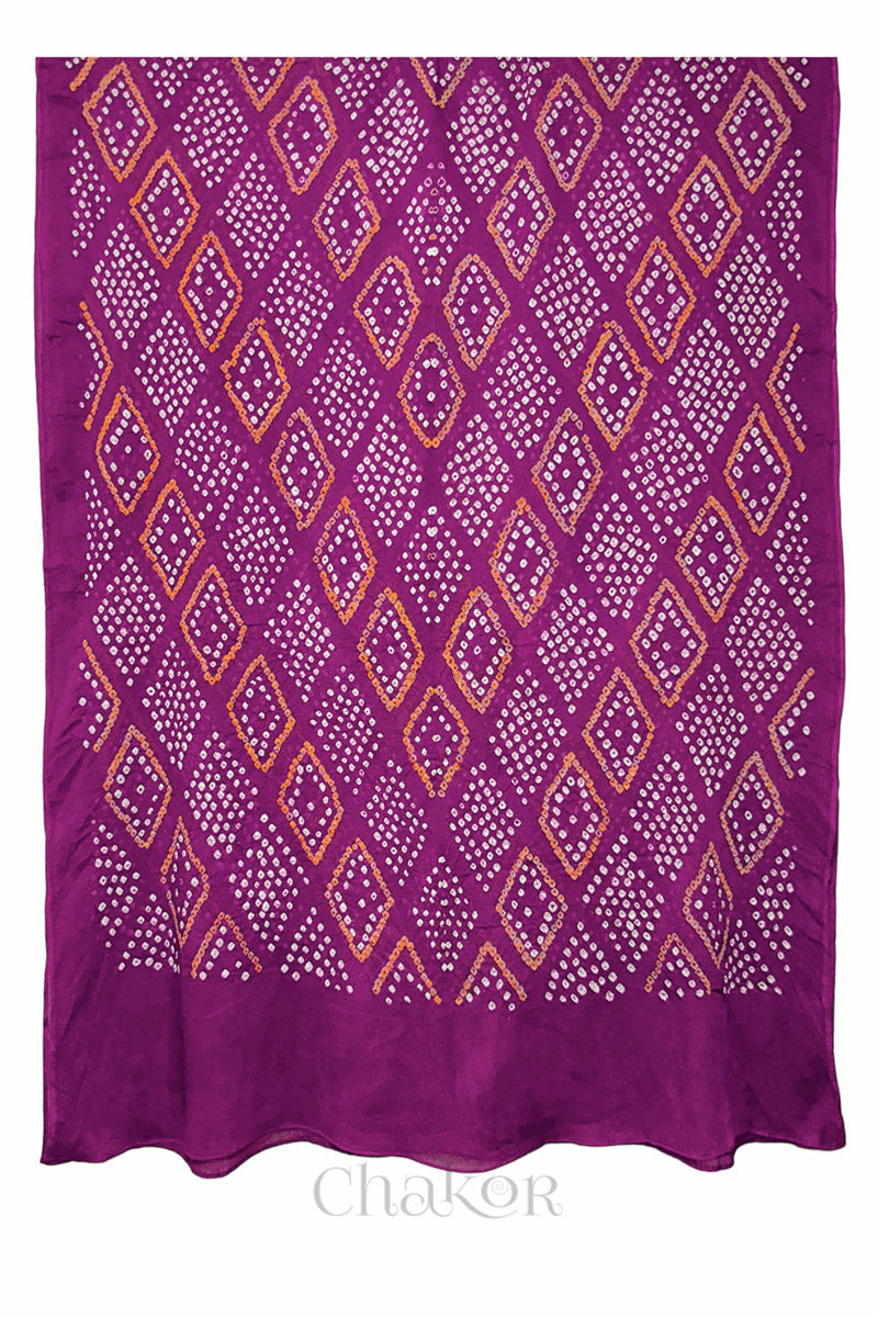 Magenta Bandhani Mul Cotton Dupatta | Handmade Kutch Bandhej