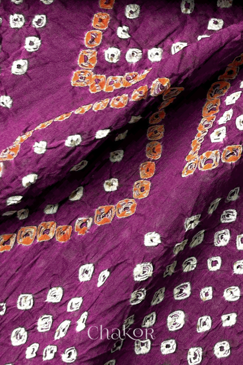 Magenta Bandhani Mul Cotton Dupatta | Handmade Kutch Bandhej