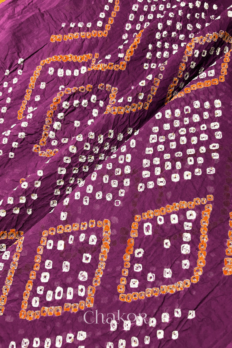 Magenta Bandhani Mul Cotton Dupatta | Handmade Kutch Bandhej