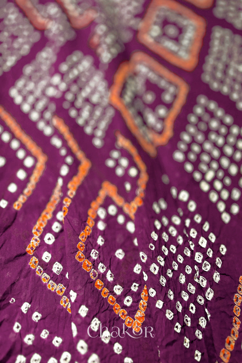Magenta Bandhani Mul Cotton Dupatta | Handmade Kutch Bandhej