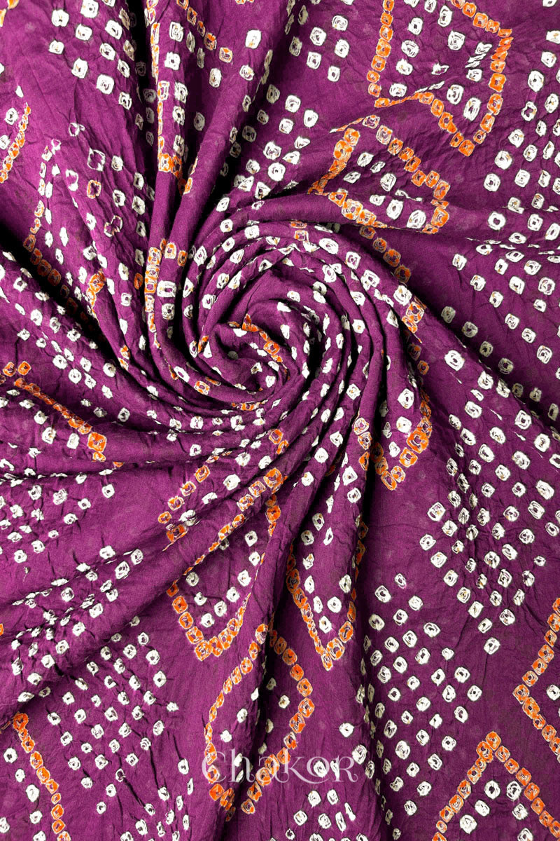 Magenta Bandhani Mul Cotton Dupatta | Handmade Kutch Bandhej