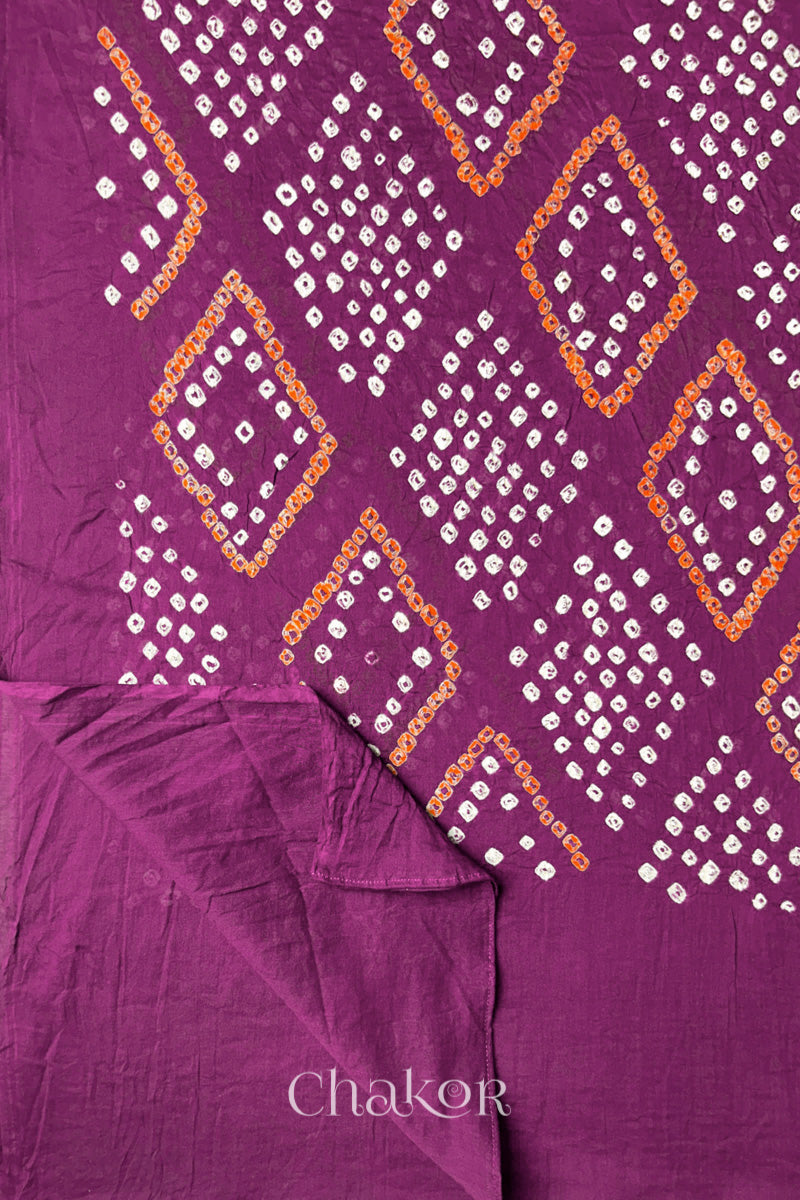 Magenta Bandhani Mul Cotton Dupatta | Handmade Kutch Bandhej