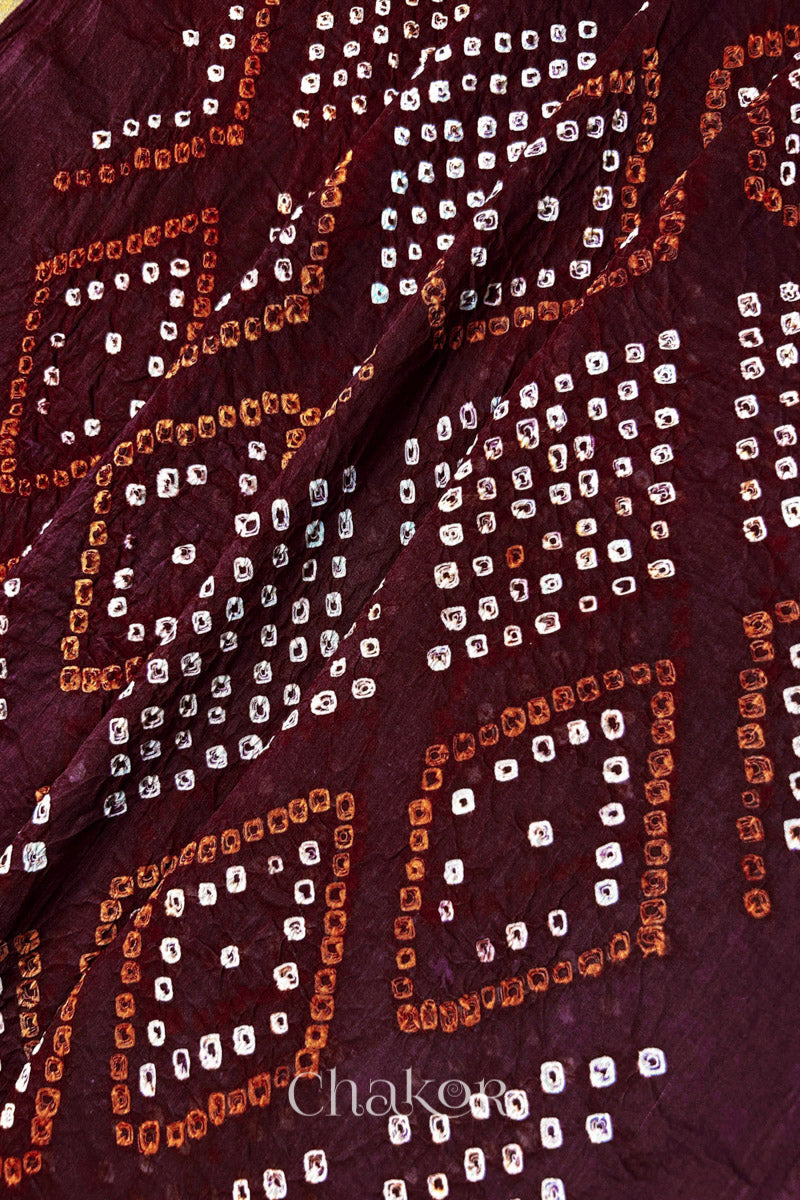 Maroon Bandhani Mul Cotton Dupatta | Handmade Kutch Bandhej
