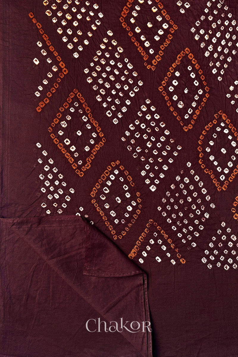 Maroon Bandhani Mul Cotton Dupatta | Handmade Kutch Bandhej