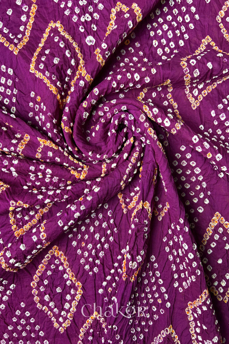 Magenta Bandhani Mul Cotton Dupatta in Traditional Design for Women's clothing online by Chakor.