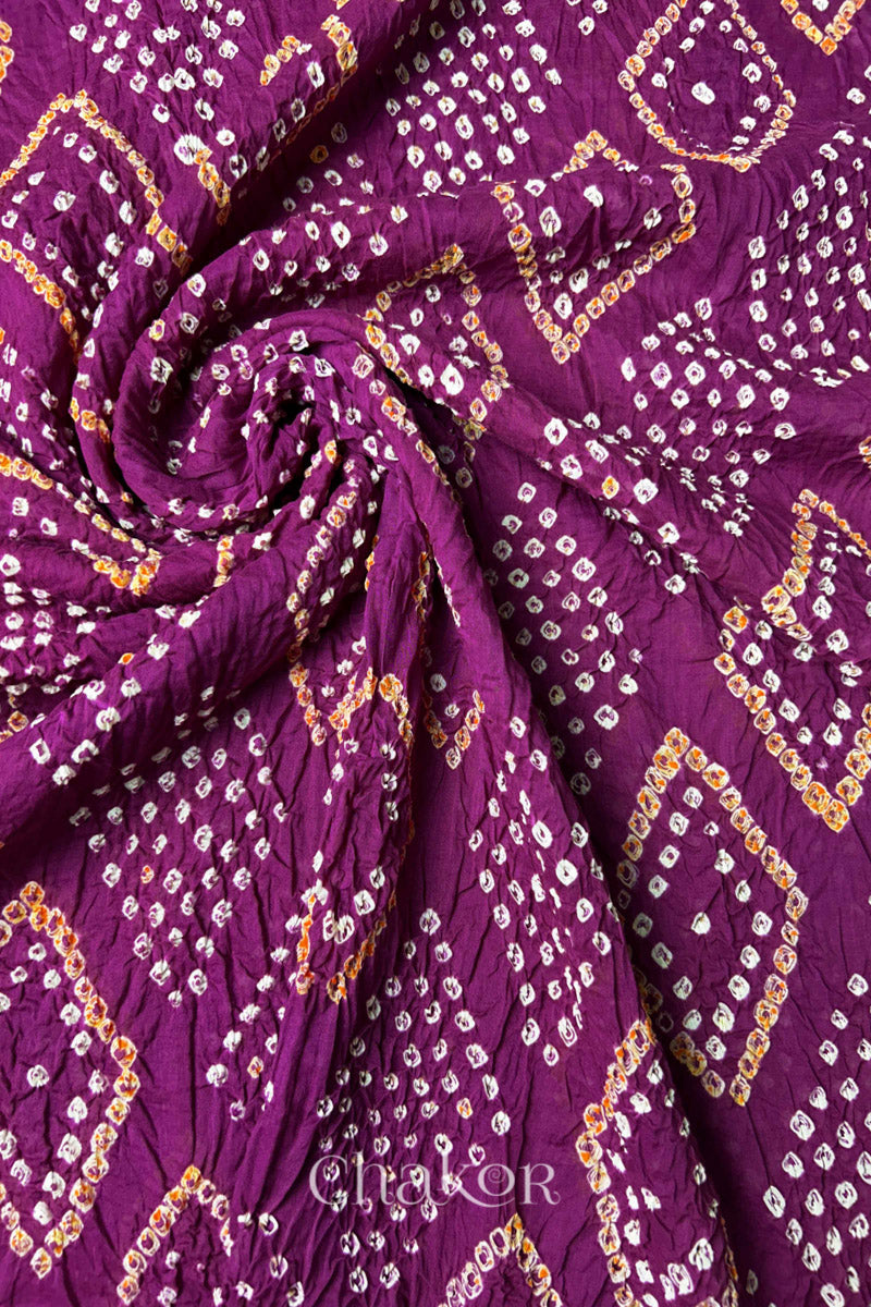 Magenta Bandhani Mul Cotton Dupatta in Traditional Design for Women's clothing online by Chakor.