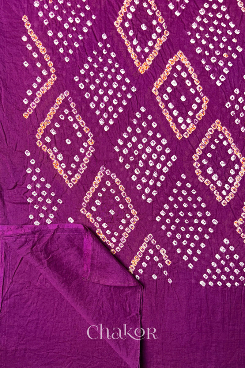 Magenta Bandhani Mul Cotton Dupatta in Traditional Design for Women's clothing online by Chakor.