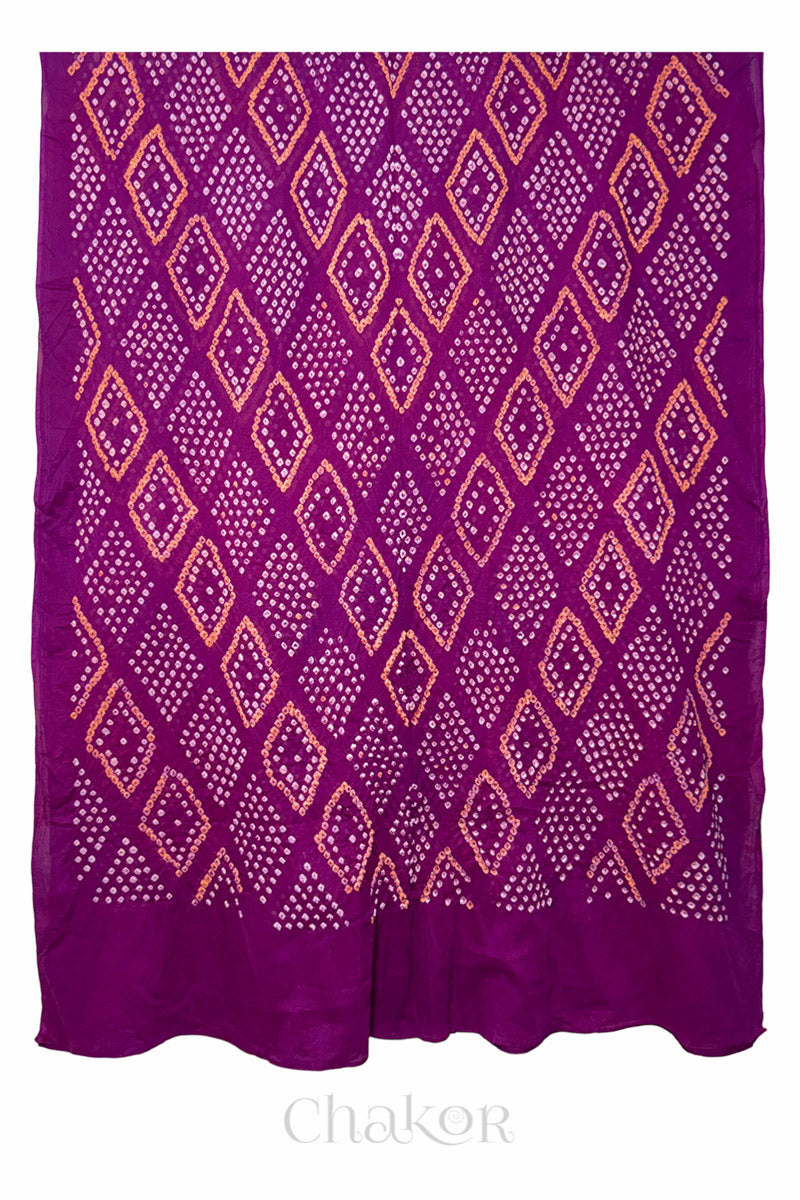 Magenta Bandhani Mul Cotton Dupatta in Traditional Design for Women's clothing online by Chakor.