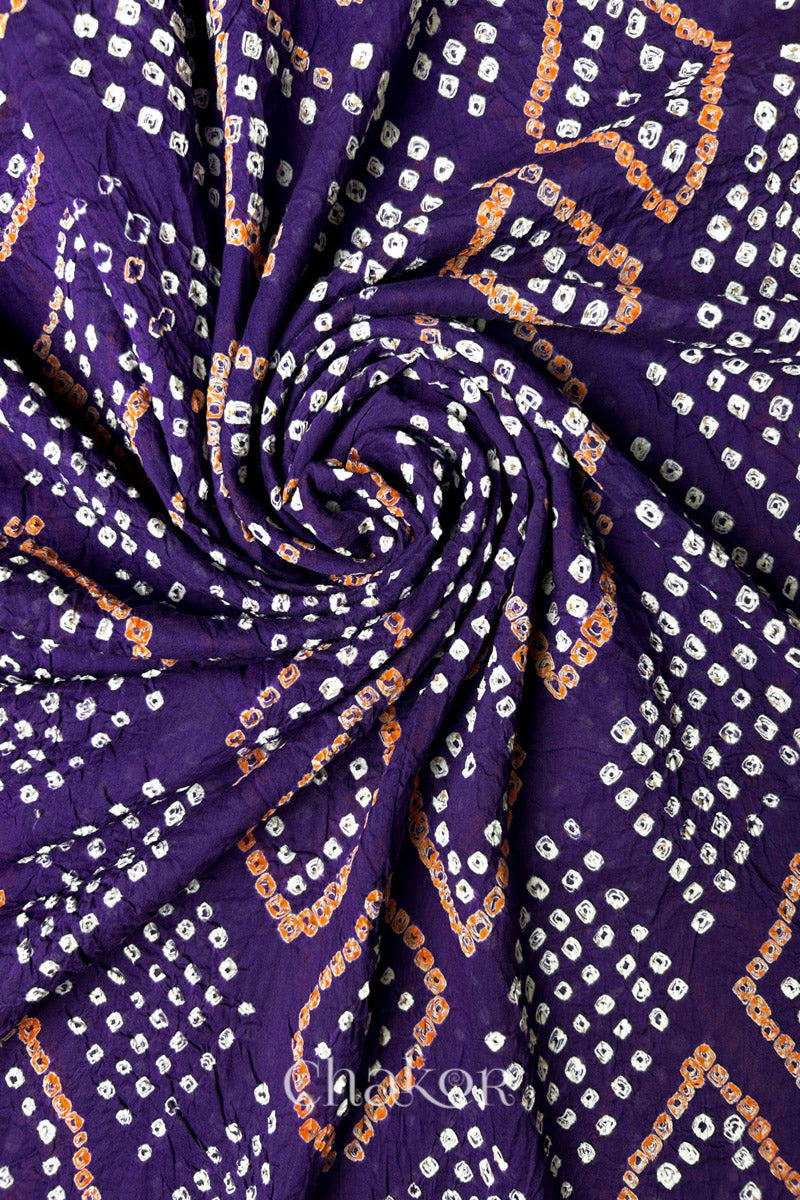 Purple Bandhani Mul Cotton Dupatta in Traditional Design for Women's clothing online by Chakor.