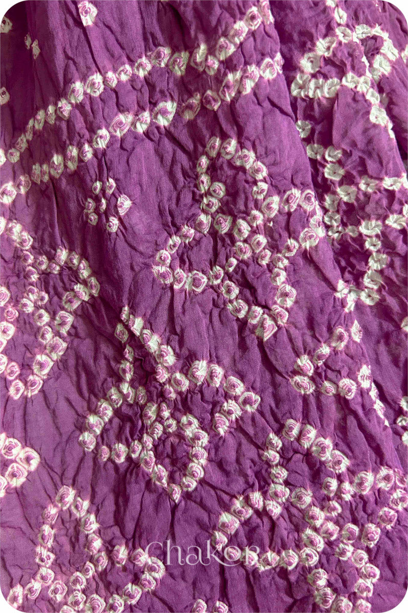 Violet Traditional Bandhani Mul Cotton Dupatta by Chakor.