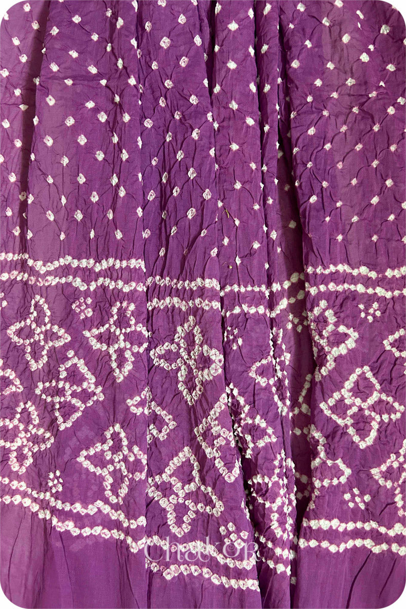 Violet Traditional Bandhani Mul Cotton Dupatta by Chakor.