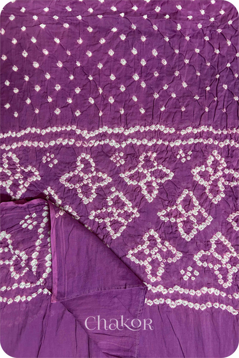 Violet Traditional Bandhani Mul Cotton Dupatta by Chakor.