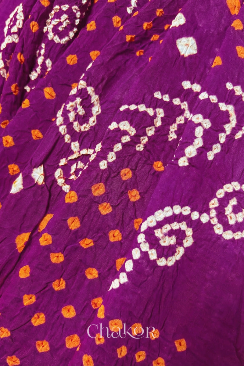 close-up of magenta Bandhani Mul Cotton Dupatta in Traditional Design for Women