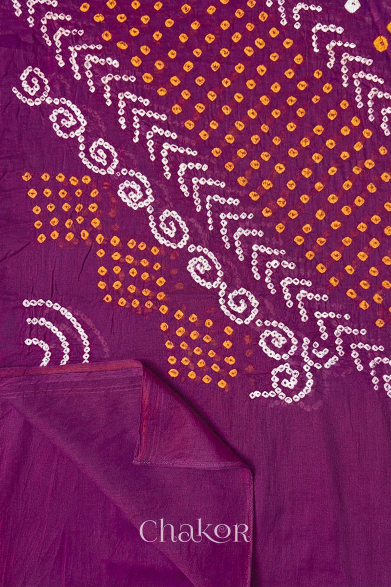 close-up of magenta Bandhani Mul Cotton Dupatta in Traditional Design for Women