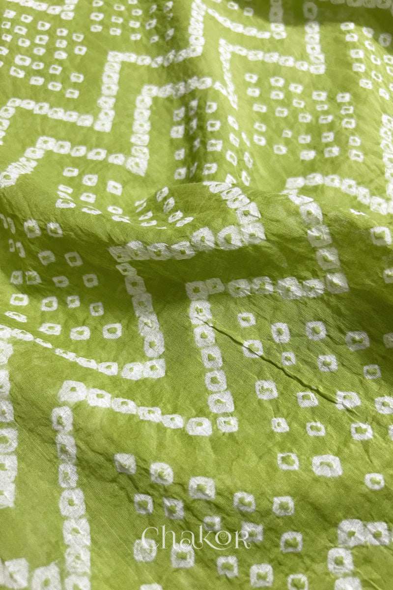 Soft mercerised mulmul cotton texture with authentic Bandhani tie dye work.
