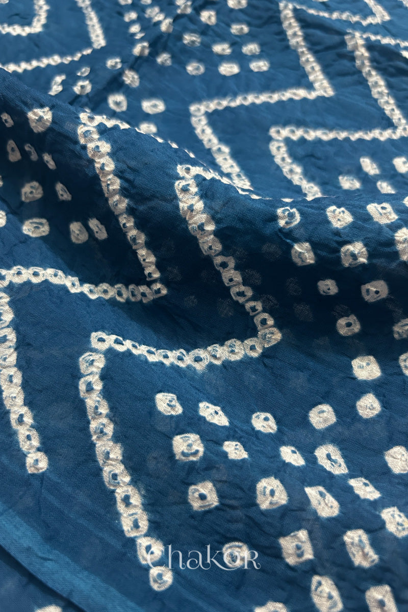 Soft mercerised mulmul cotton texture with authentic Bandhani tie dye work.
