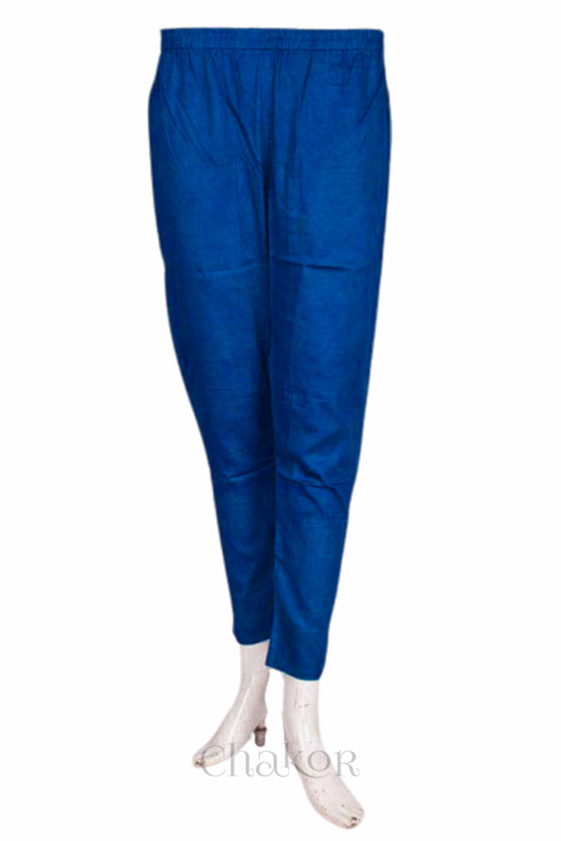 Pant of Handcrafted Blue Bandhani Cotton Kurta and Indigo Blue Pant Set with Dupatta with traditional design and hand embroidery.