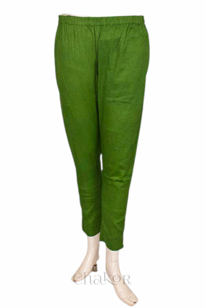 Pant of Handcrafted Blue Bandhani Cotton Kurta and Mehendi green Pant Set with Dupatta with traditional design and hand embroidery.