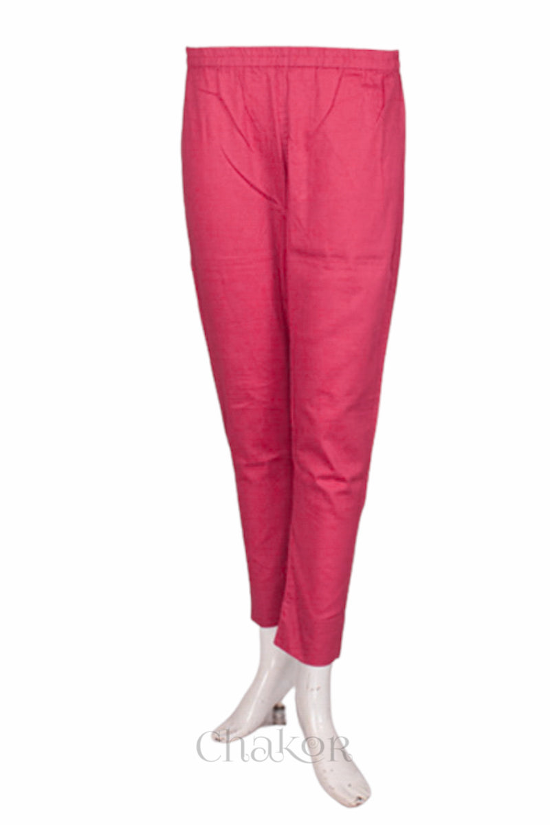 Pant of Handcrafted Purple Bandhani Cotton Kurta and Pink Pant Set with Dupatta with traditional design and hand embroidery.