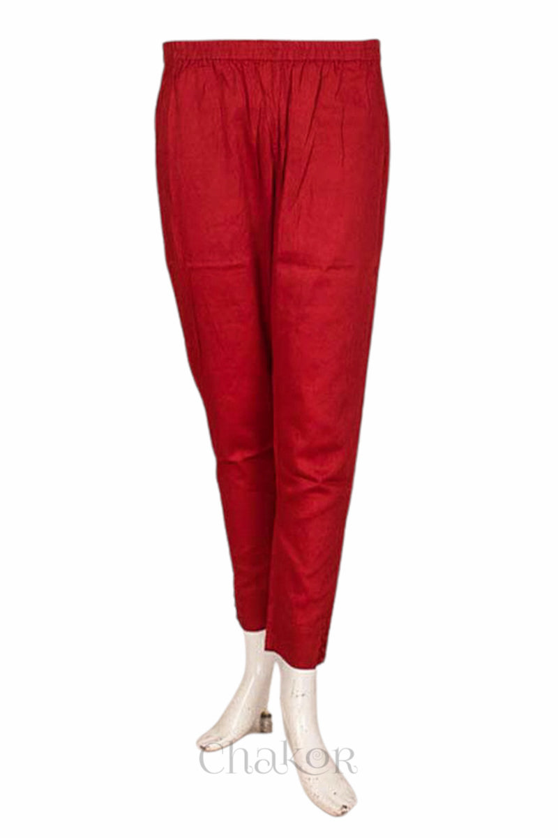 Pant of Purple Bandhani Cotton Tunic with Red Pant with Dupatta, Handcrafted in Kutch with traditional design and hand embroidery.