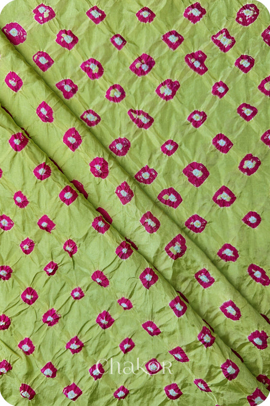 Pista Green Bandhani Mulberry Silk Kurta Fabric - 2.5 mtrs