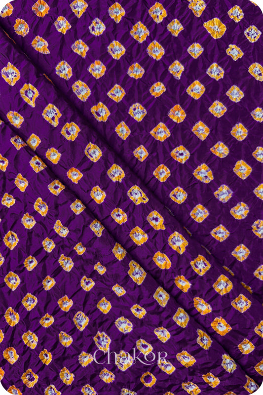 Purple Bandhani Mulberry Silk Kurta Fabric - 2.5 mtrs